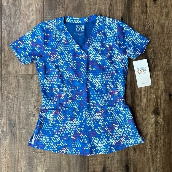 Barco Uniforms Tops - NEW Barco One Scrub Top Blue/Turquoise/Purple Women's Size XS